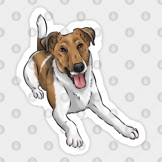 Happy Smooth Fox Terrier | White and Tan | Cute Dog Art Sticker by Shirin Illustration